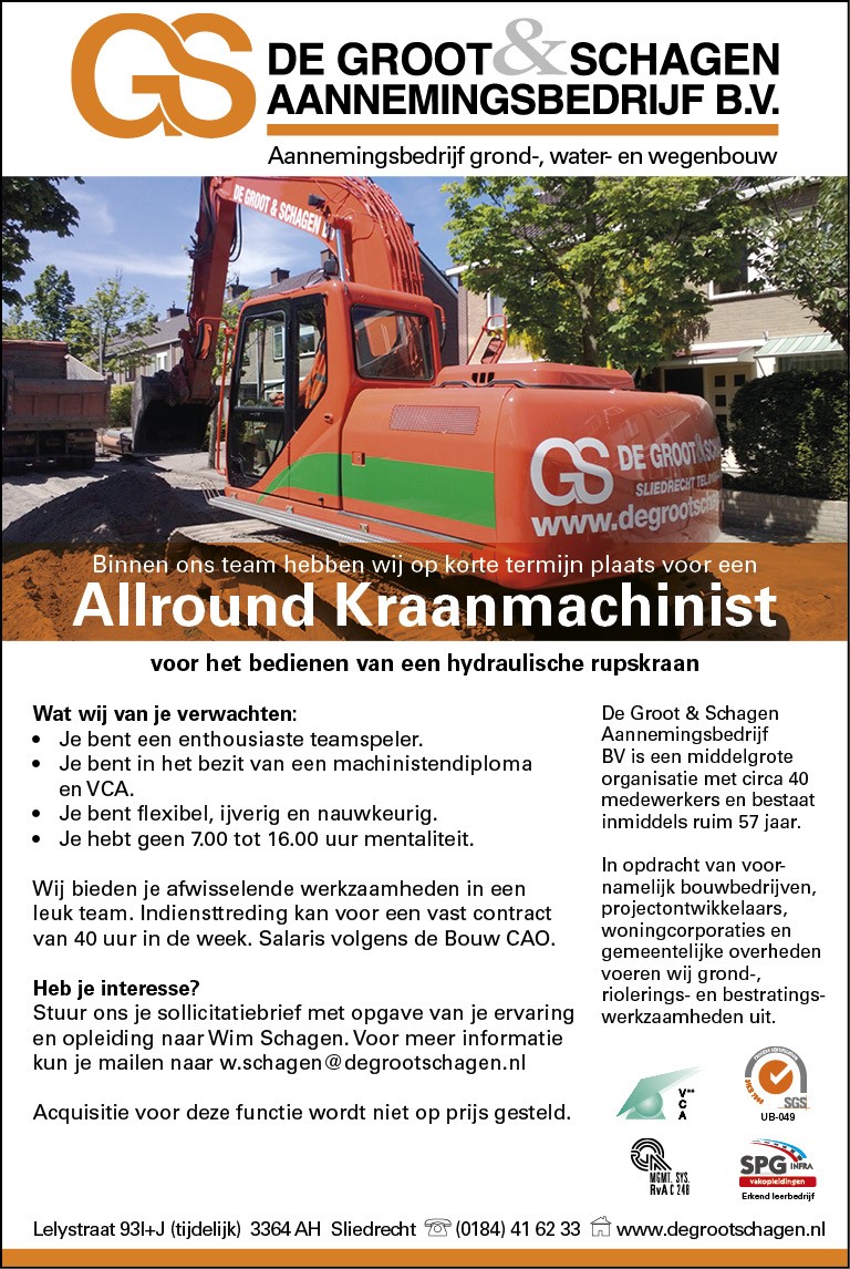 Vacature: allround kraanmachinist